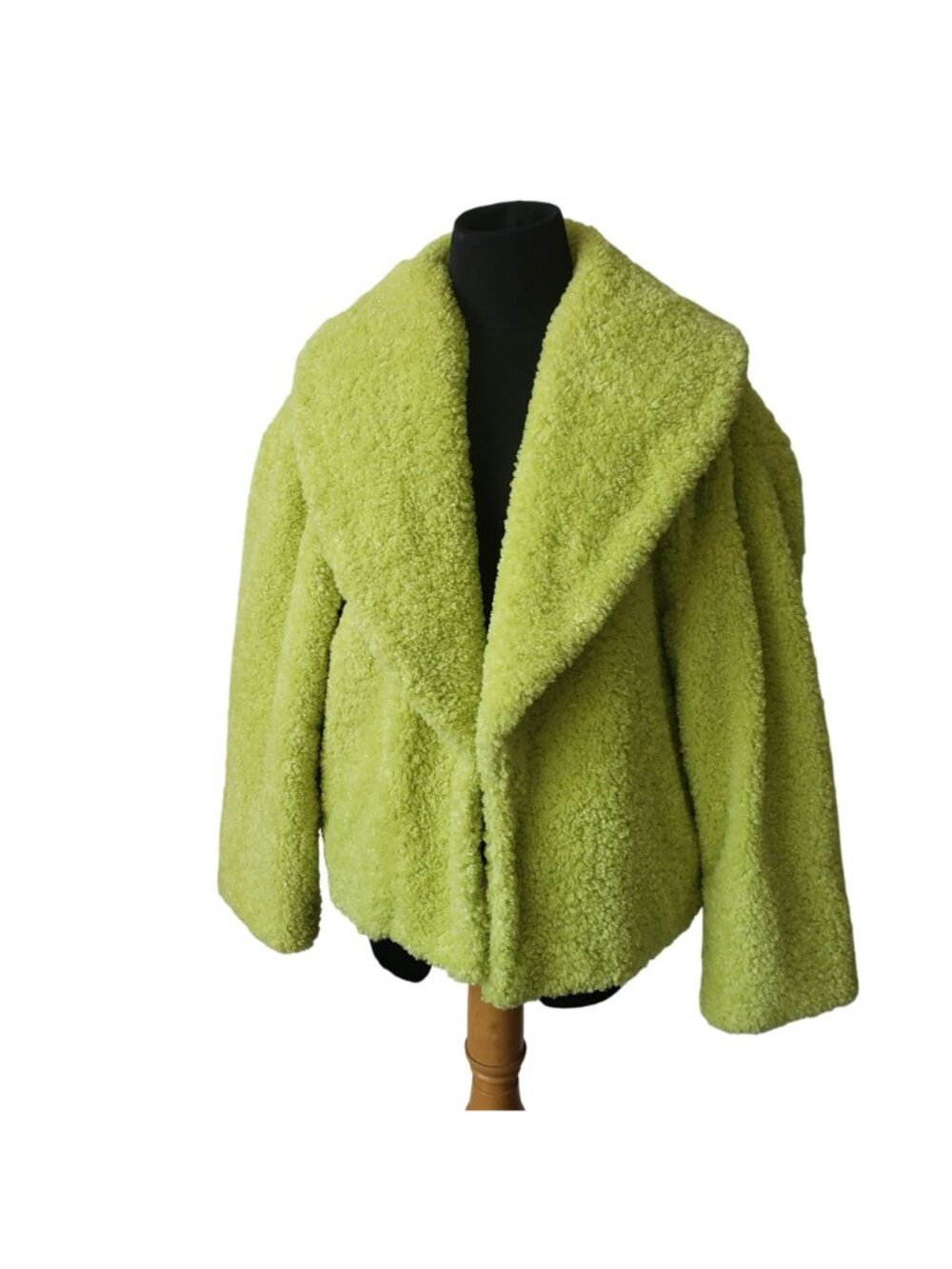 Alice + Olivia $495 Ora Faux Fur Teddy Coat Lime Green Fuzzy Maximalist Jacket - Picture 2 of 11